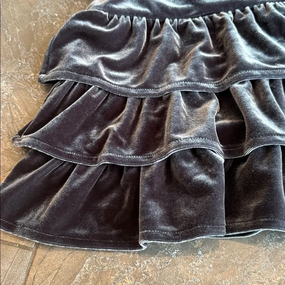 Nordstrom Baby Girls Black Velvet Tiered Holiday Dress with Flower Size 9 Month